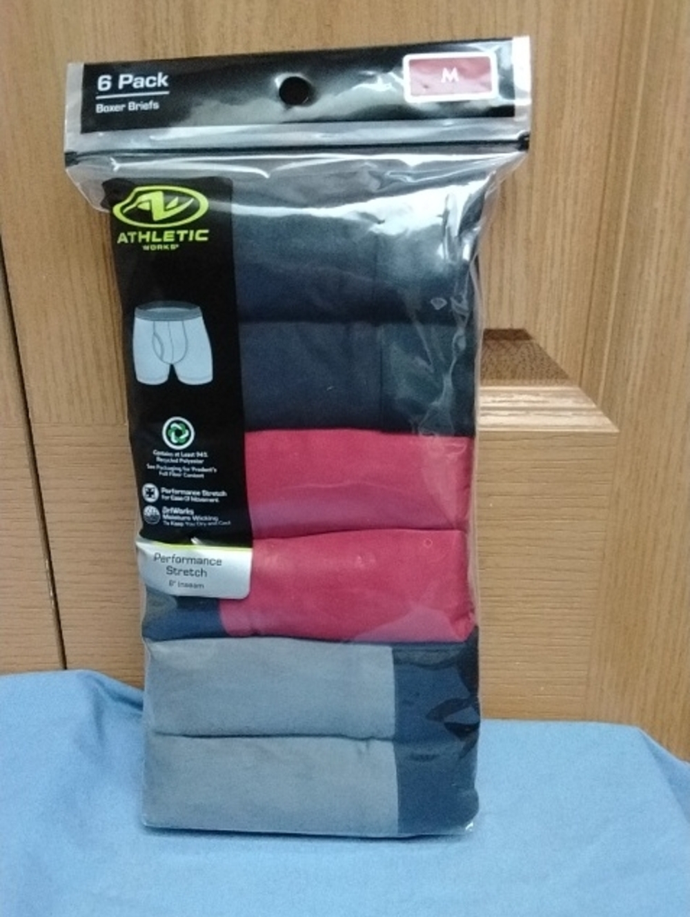 Athletic Works 6-Pack Boxer Briefs - Black, Red, Gray
